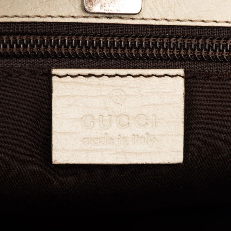 Gucci GG Supreme Tote Shoulder Bag Beige White Leather — view 7