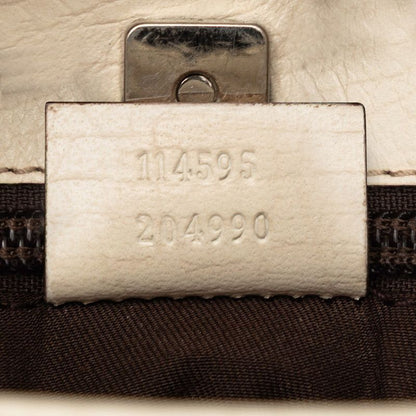 Gucci GG Supreme Tote Shoulder Bag Beige White Leather — view 6