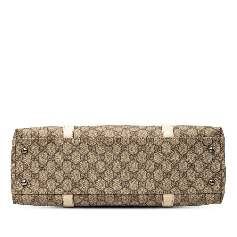 Gucci GG Supreme Tote Shoulder Bag Beige White Leather — view 3