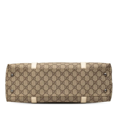 Gucci GG Supreme Tote Shoulder Bag Beige White Leather — view 3
