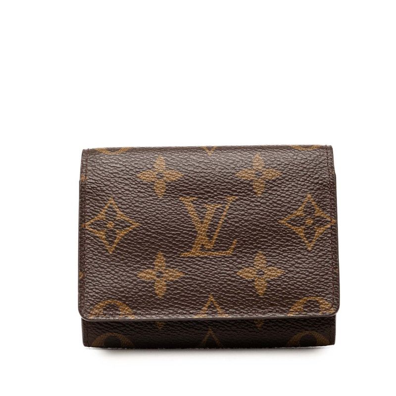 Louis Vuitton Monogram Envelope Carte de Visite Card Case Brown Leather