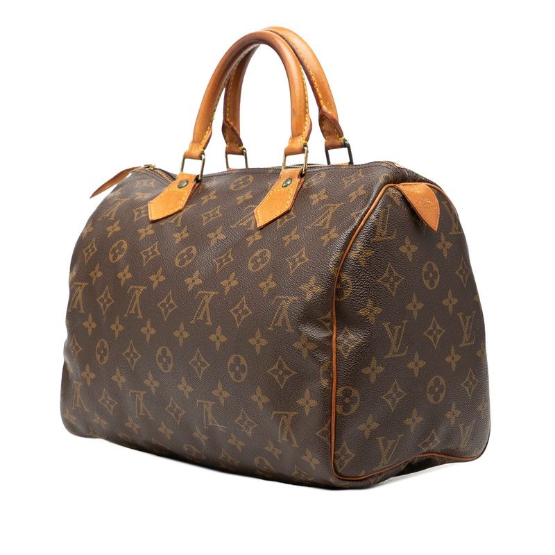 Louis Vuitton Monogram Speedy 30 Mini Boston Bag Brown Leather — view 2
