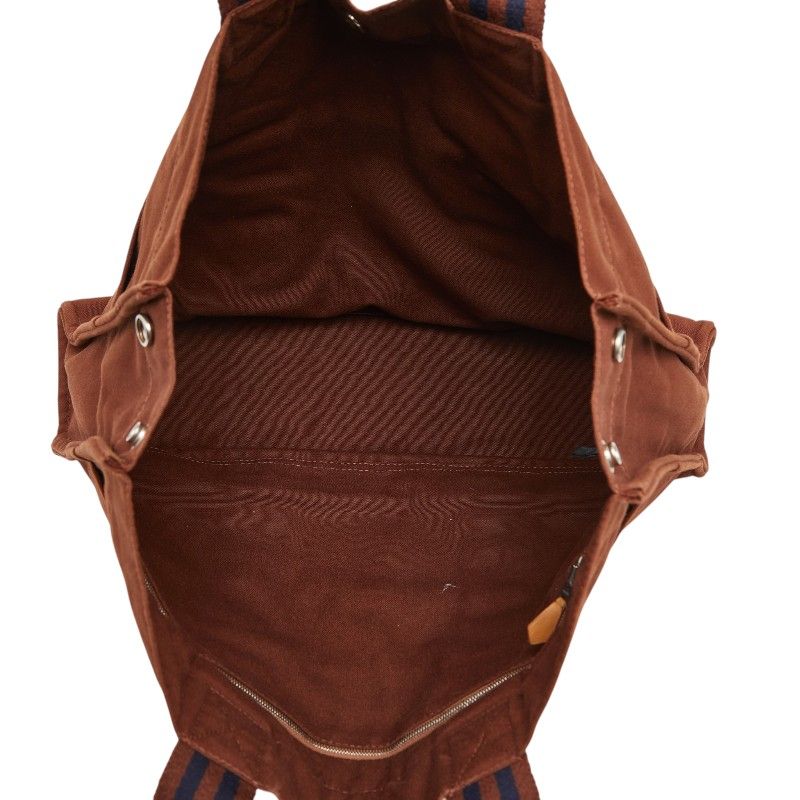 Hermes Fourre Tout MM Tote Brown Navy Canvas — view 8