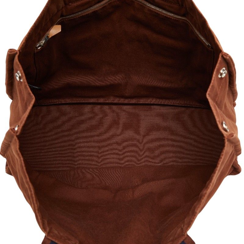 Hermes Fourre Tout GM Tote Brown Navy Canvas — view 8