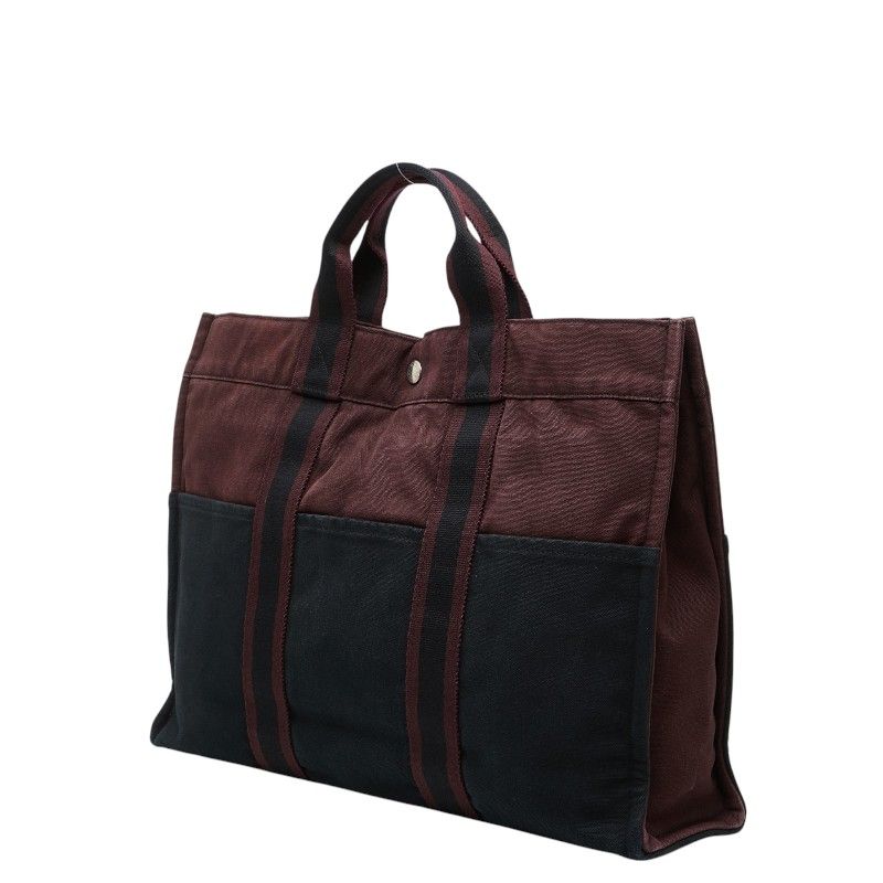 Hermes Fourre Tout MM Tote Wine Red Black Canvas — view 2
