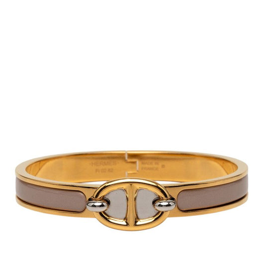 Hermes Mini Click Chaine D'ancre PM Bracelet Gold Brown Glace Gray Plated