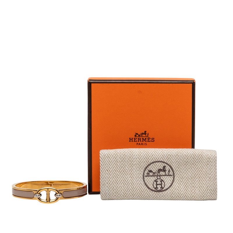 Hermes Mini Click Chaine D'ancre PM Bracelet Gold Brown Glace Gray Plated — view 6