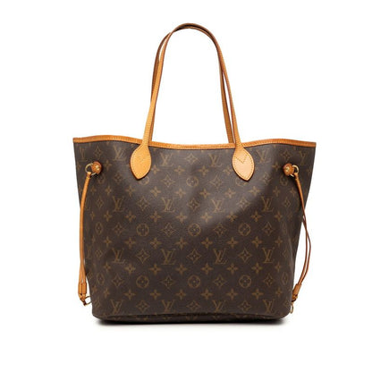 Louis Vuitton Monogram Neverfull MM Shoulder Bag Tote Brown Leather