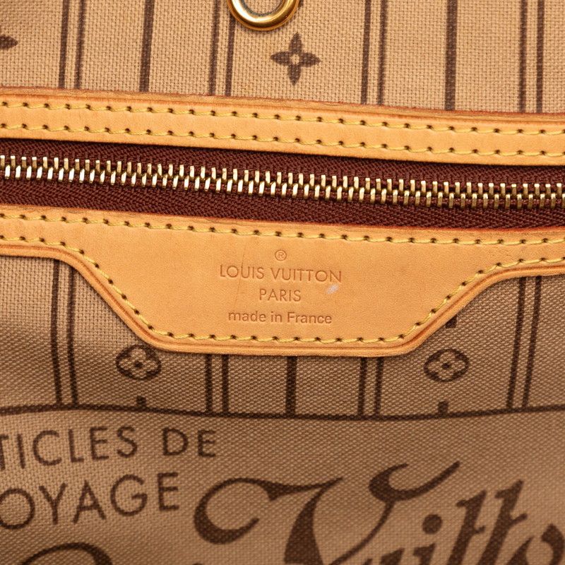 Louis Vuitton Monogram Neverfull MM Shoulder Bag Tote Brown Leather — view 5
