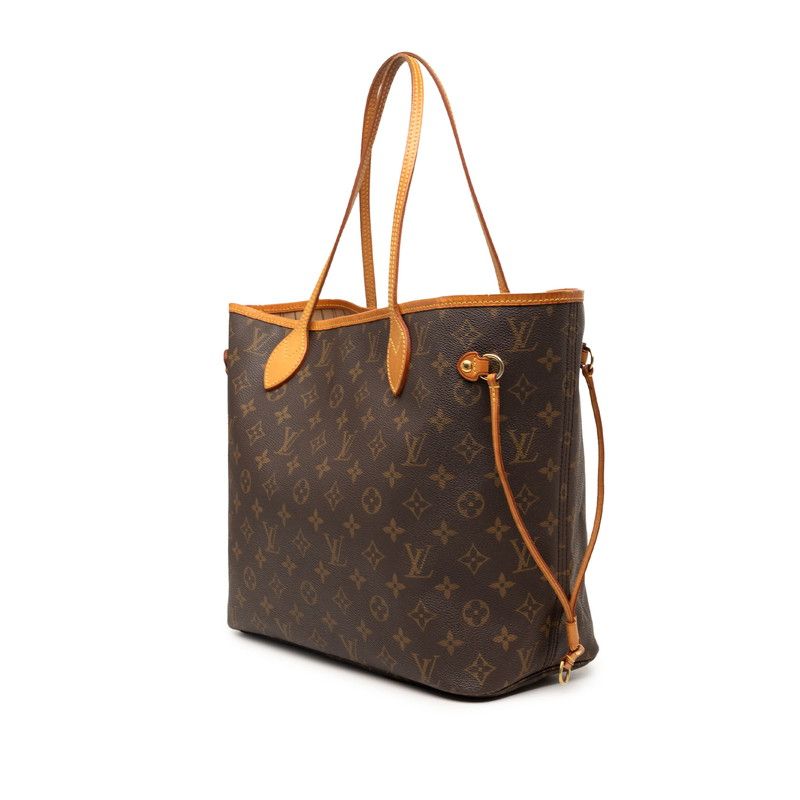 Louis Vuitton Monogram Neverfull MM Shoulder Bag Tote Brown Leather — view 2