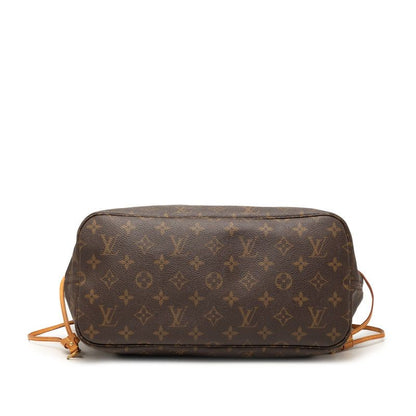 Louis Vuitton Monogram Neverfull MM Shoulder Bag Tote Brown Leather — view 3