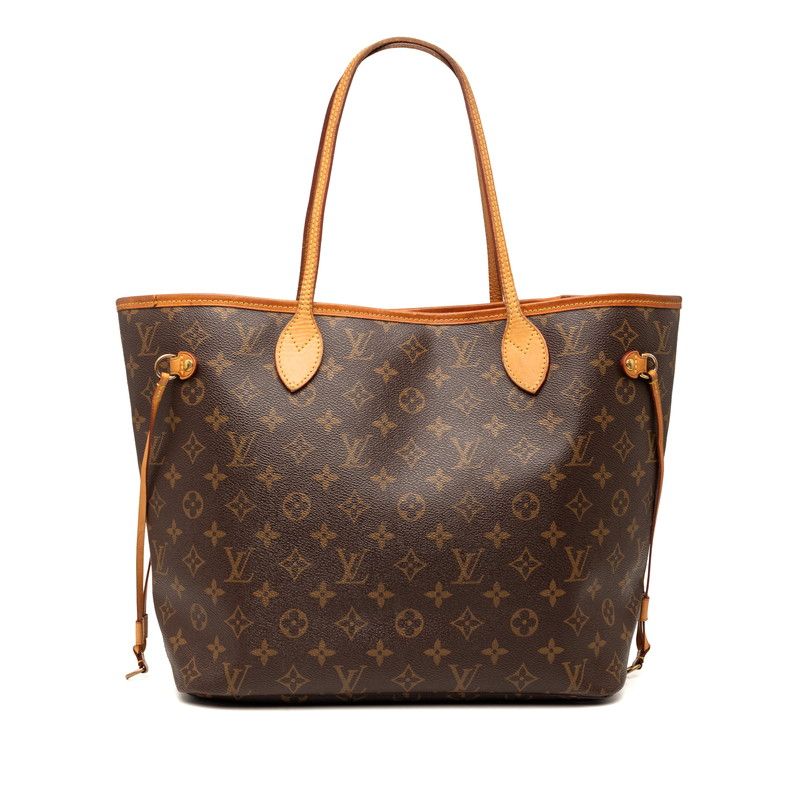 Louis Vuitton Monogram Neverfull MM Tote Brown Leather