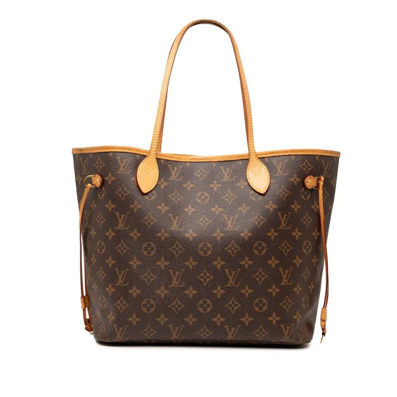 Louis Vuitton Monogram Neverfull MM Tote Brown Leather