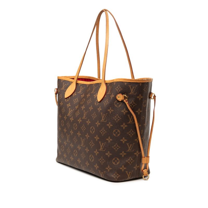 Louis Vuitton Monogram Neverfull MM Tote Brown Leather — view 2