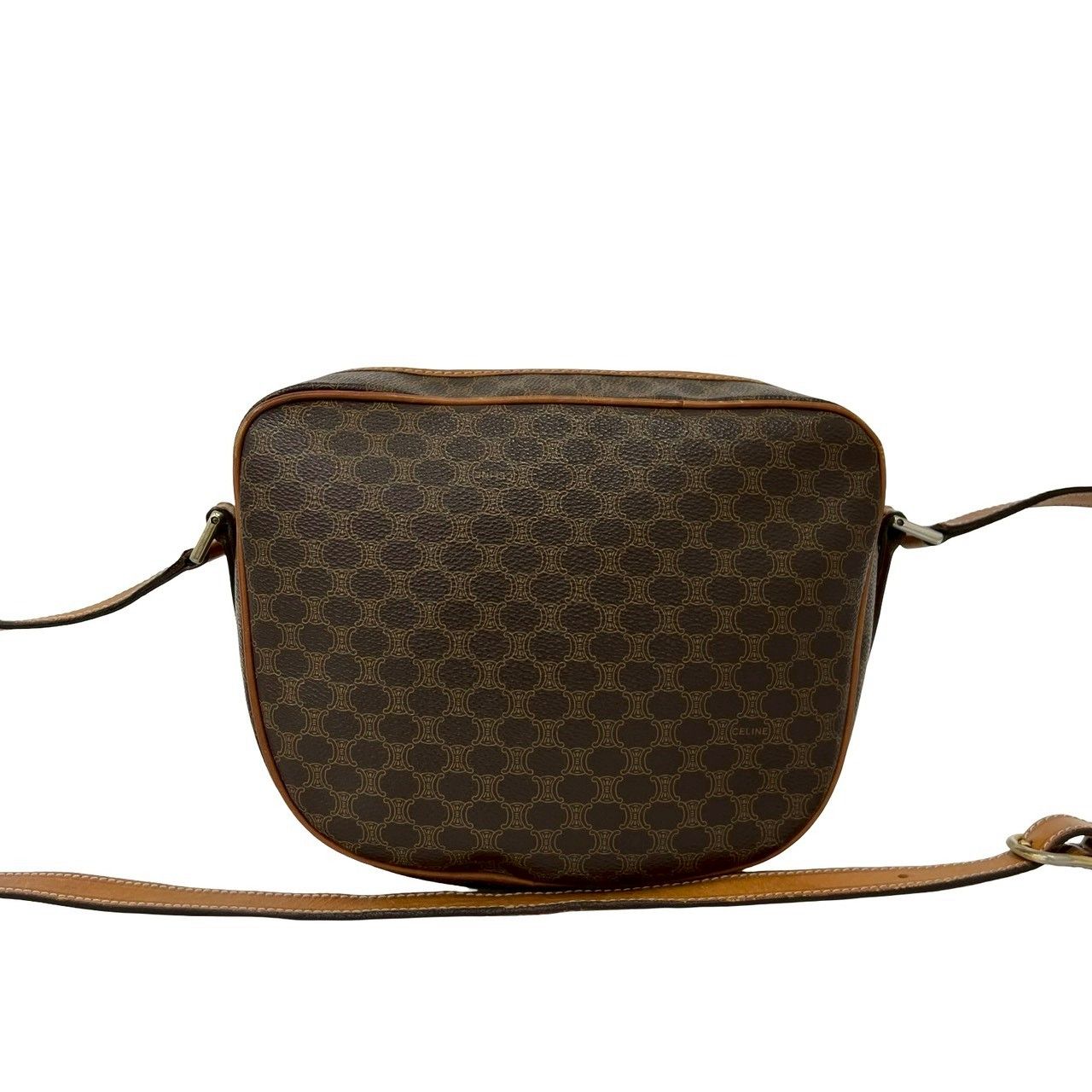 Celine Vintage Macadam Blason Trio Logo Pattern Leather Shoulder Bag Brown — view 3