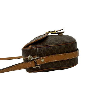 Celine Vintage Macadam Blason Trio Logo Pattern Leather Shoulder Bag Brown — view 5
