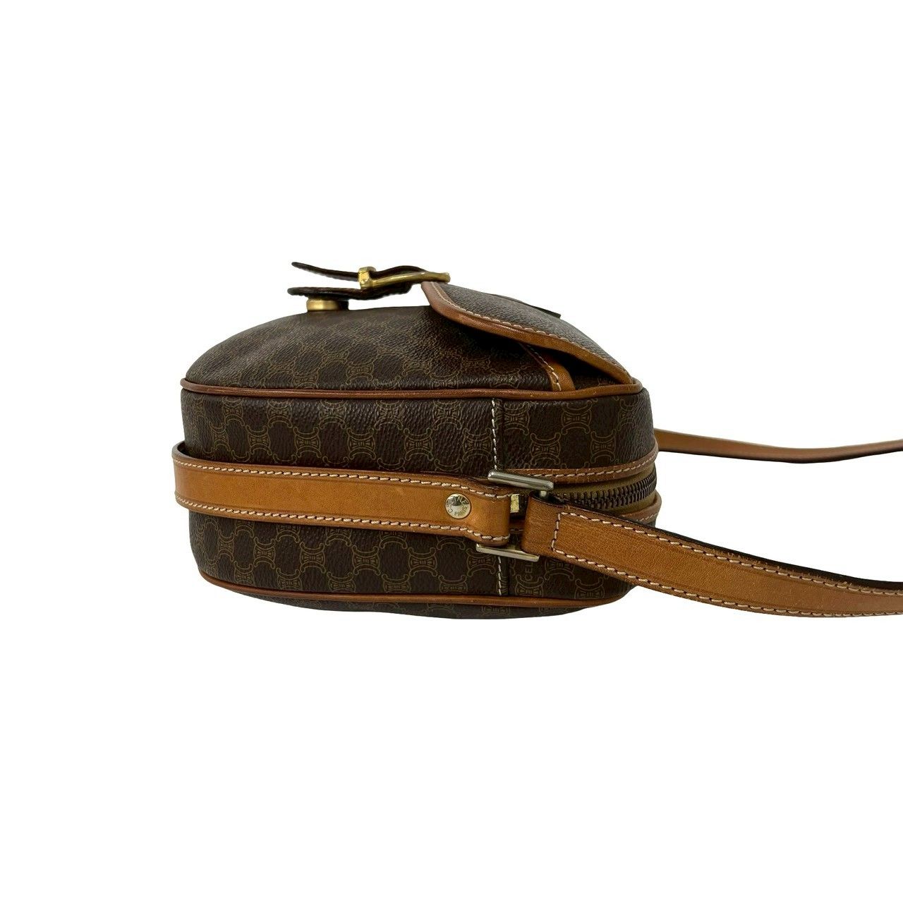 Celine Vintage Macadam Blason Trio Logo Pattern Leather Shoulder Bag Brown — view 6