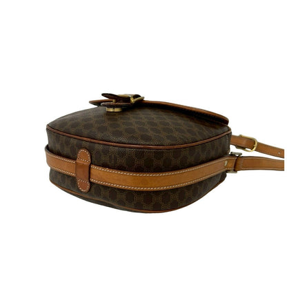 Celine Vintage Macadam Blason Trio Logo Pattern Leather Shoulder Bag Brown — view 8