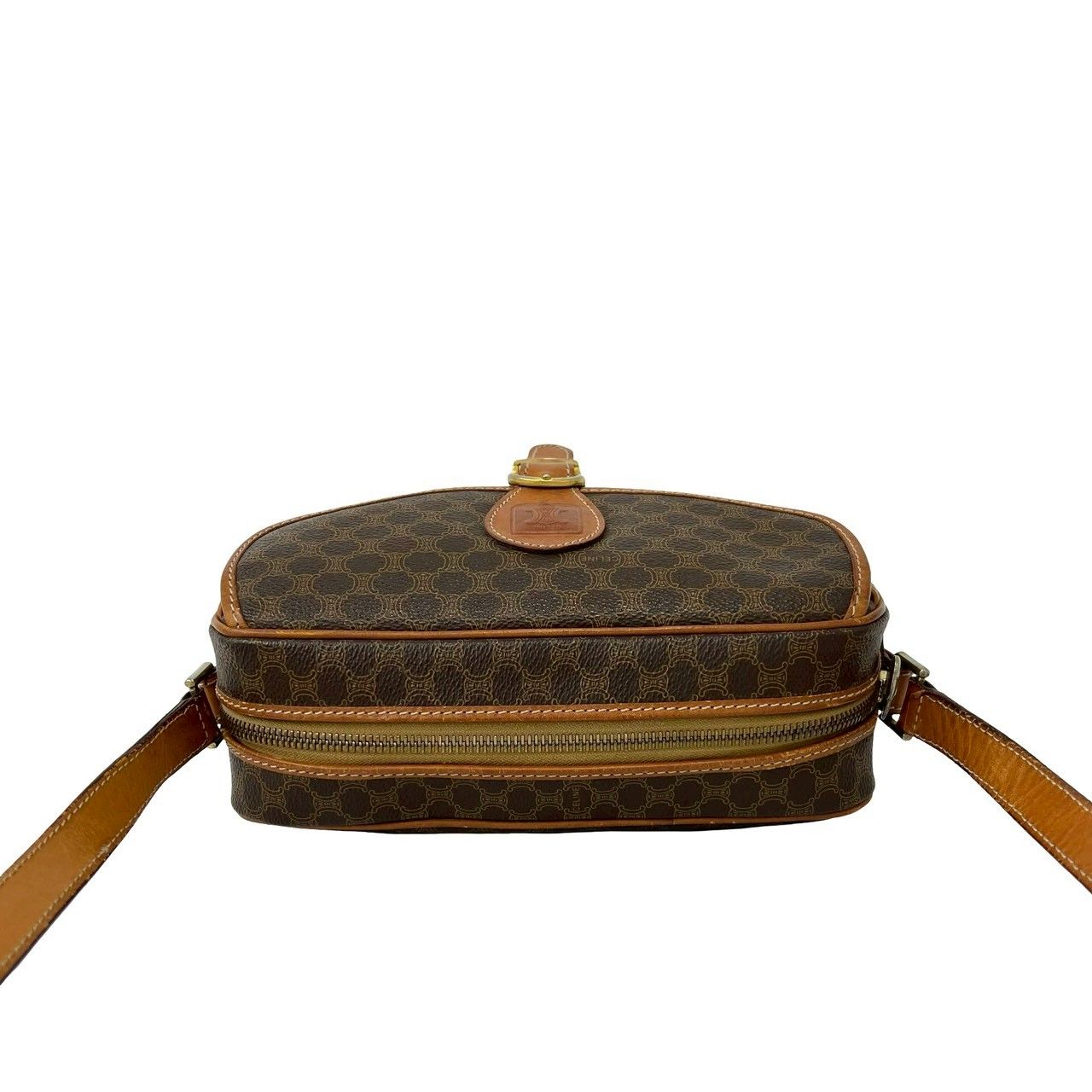 Celine Vintage Macadam Blason Trio Logo Pattern Leather Shoulder Bag Brown — view 4
