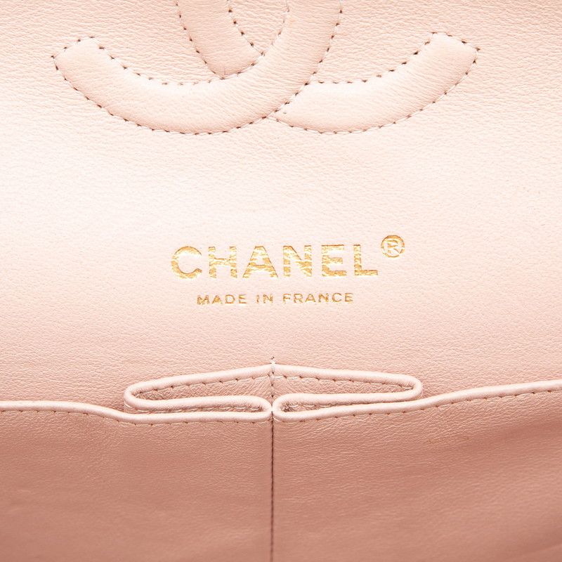 Chanel CC Logo Quilted 25 Double Flap Chain Shoulder Bag Pink Lambskin — view 5