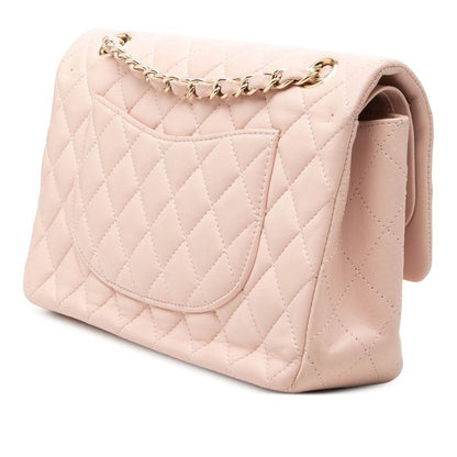 Chanel CC Logo Quilted 25 Double Flap Chain Shoulder Bag Pink Lambskin — view 2