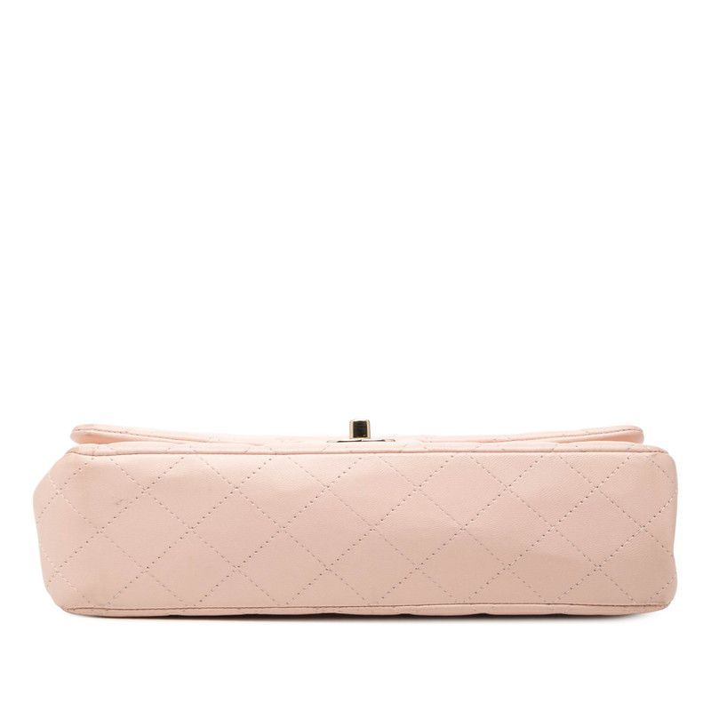 Chanel CC Logo Quilted 25 Double Flap Chain Shoulder Bag Pink Lambskin — view 3