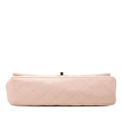 Chanel CC Logo Quilted 25 Double Flap Chain Shoulder Bag Pink Lambskin — view 3