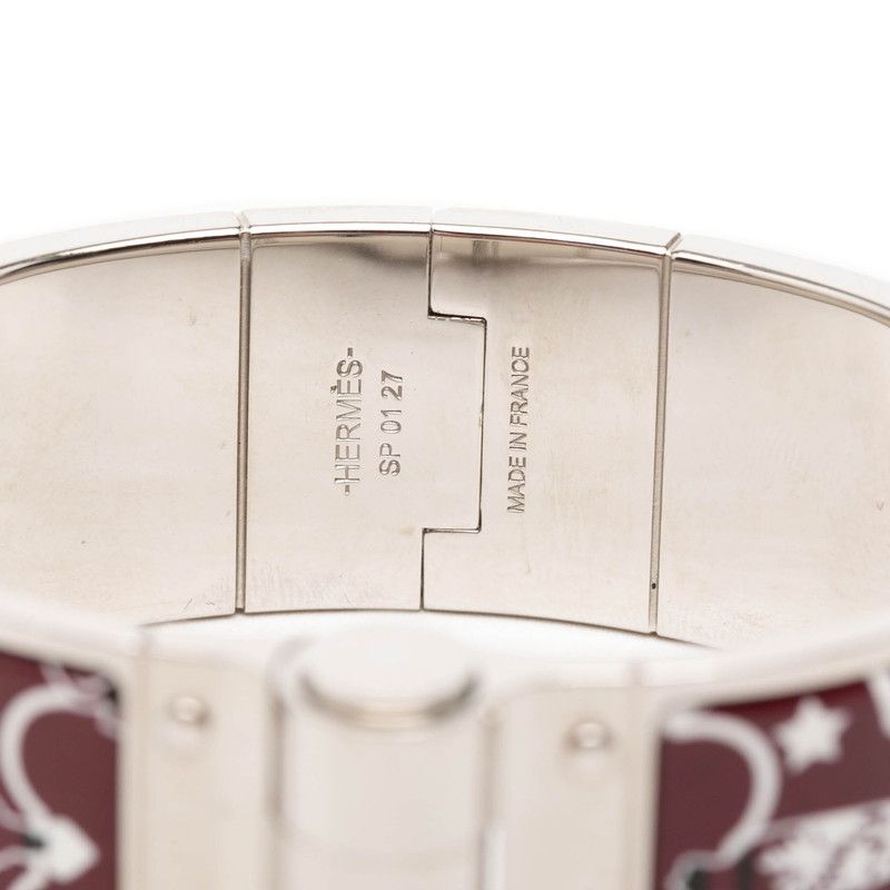 Hermes Charnier GM Enamel Bracelet Black Wine Red Silver Metal — view 4