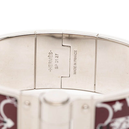 Hermes Charnier GM Enamel Bracelet Black Wine Red Silver Metal — view 4