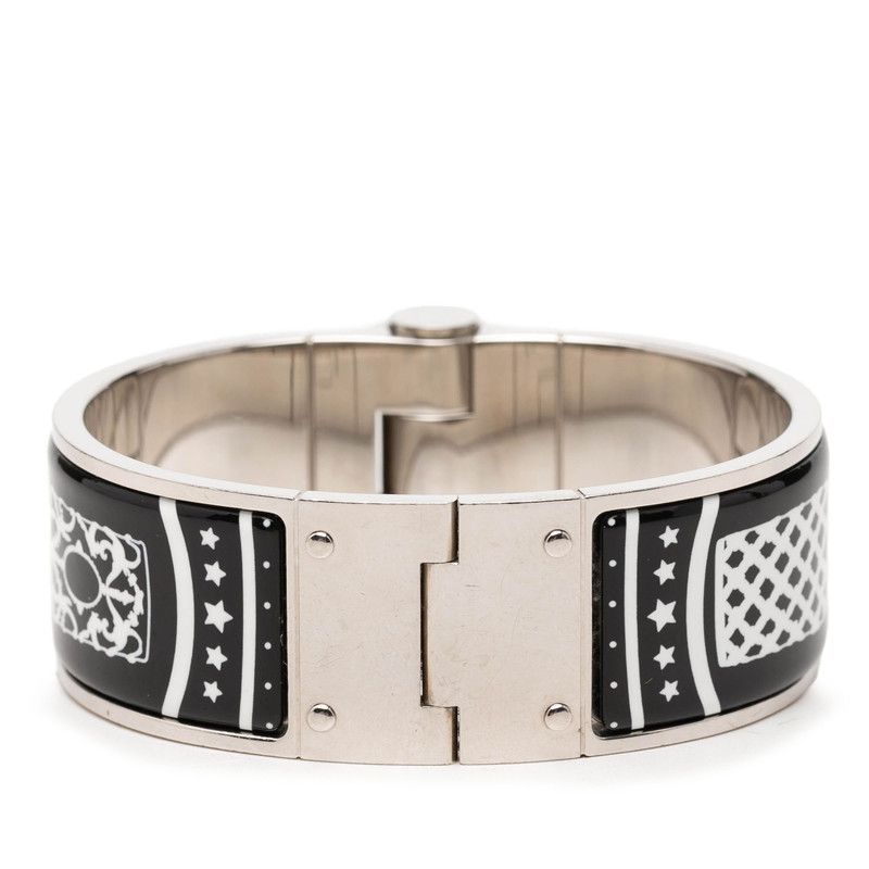 Hermes Charnier GM Enamel Bracelet Black Wine Red Silver Metal — view 3