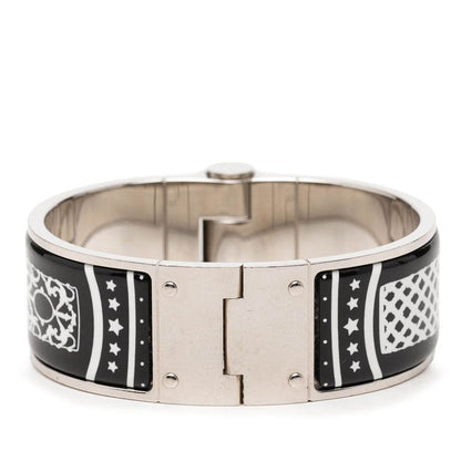 Hermes Charnier GM Enamel Bracelet Black Wine Red Silver Metal — view 3