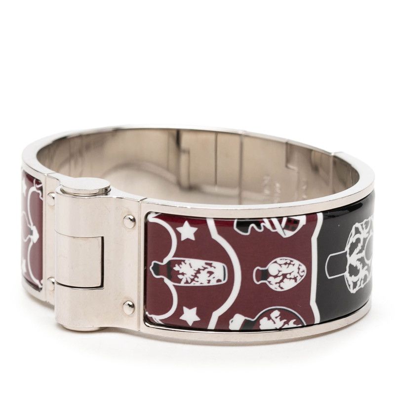 Hermes Charnier GM Enamel Bracelet Black Wine Red Silver Metal — view 2