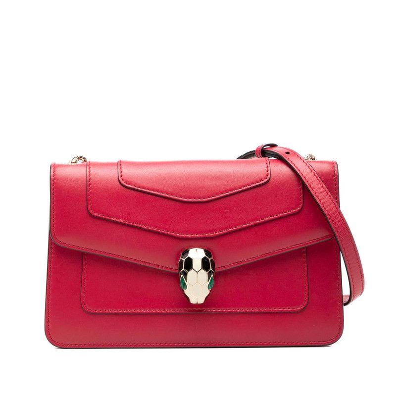 Bvlgari Serpenti Forever Chain Shoulder Bag Red Leather