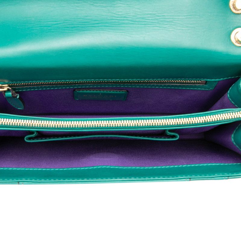 Bvlgari Serpenti Forever Chain Shoulder Bag Green Leather — view 4