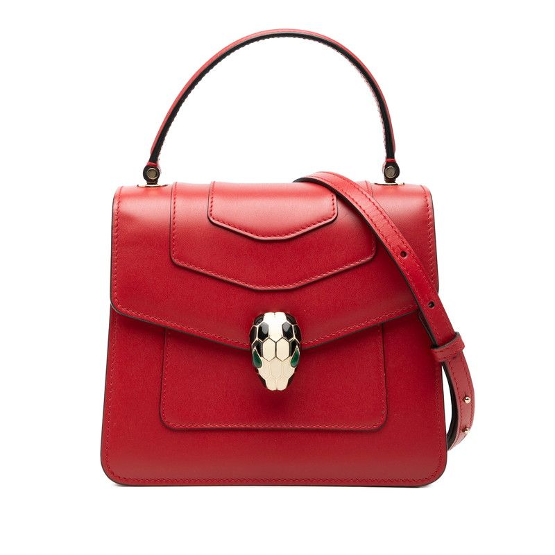 Bvlgari Serpenti Forever Chain Shoulder Bag 2-Way Red Leather