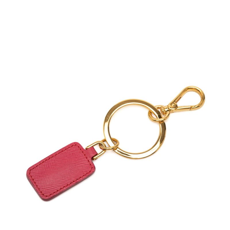 Prada Key Holder Key Sling Bag Charm Pink Yellow Saffiano Leather — view 2