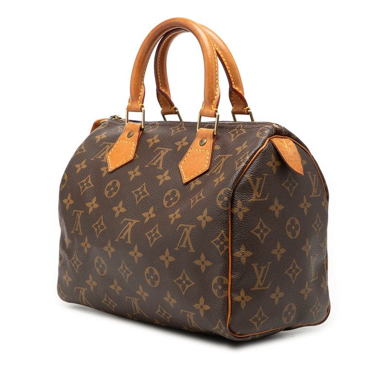 Louis Vuitton Monogram Speedy 25 Mini Boston Bag Brown Leather — view 2