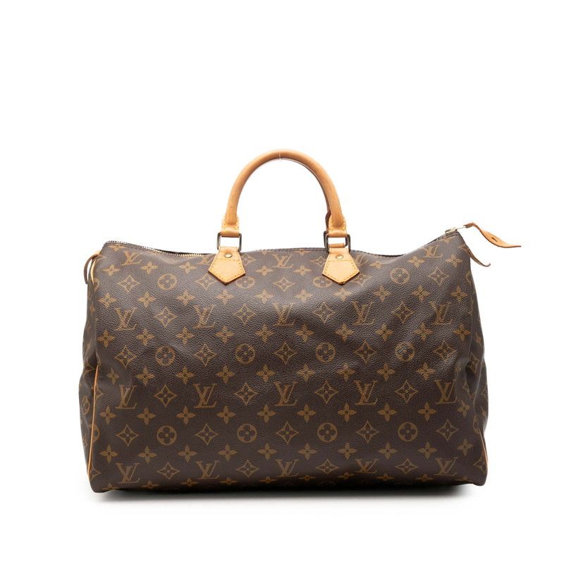 Louis Vuitton Monogram Speedy 40 Boston Bag Brown Leather