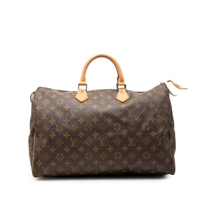 Louis Vuitton Monogram Speedy 40 Boston Bag Brown Leather