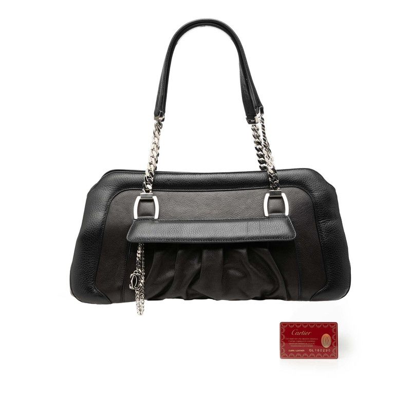 Cartier Ladonya Chain Shoulder Bag Black Brown Leather — view 7