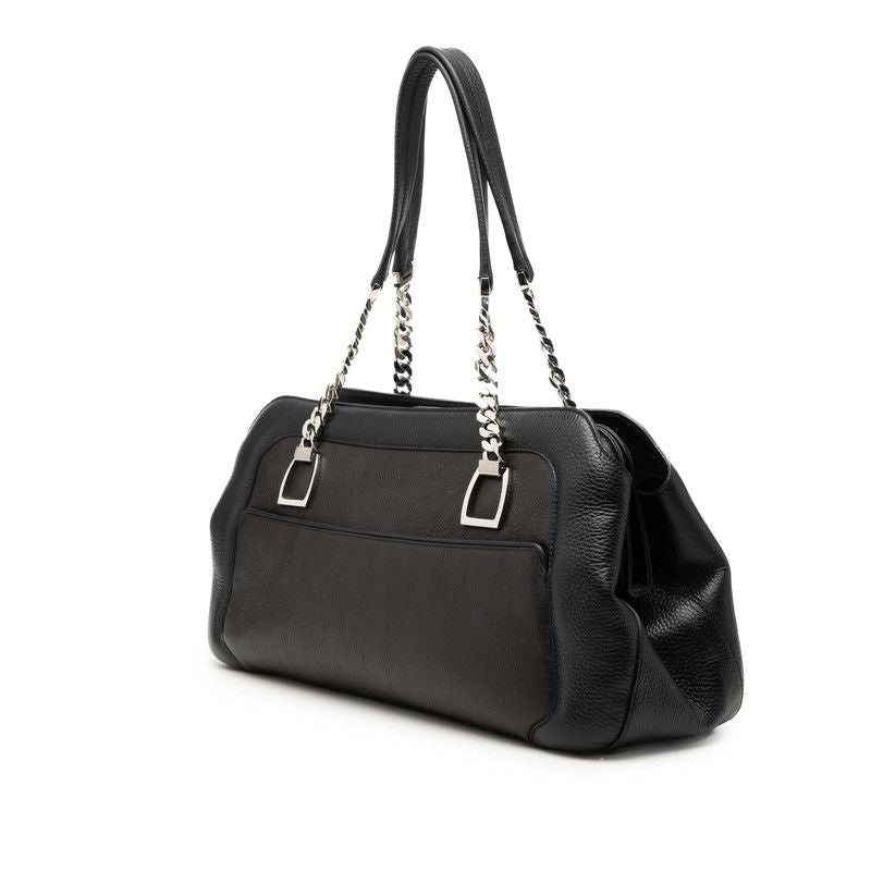 Cartier Ladonya Chain Shoulder Bag Black Brown Leather — view 2