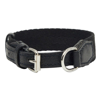Hermes Kelly Dog Color Collar Black Leather Canvas