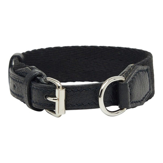 Hermes Kelly Dog Color Collar Black Leather Canvas