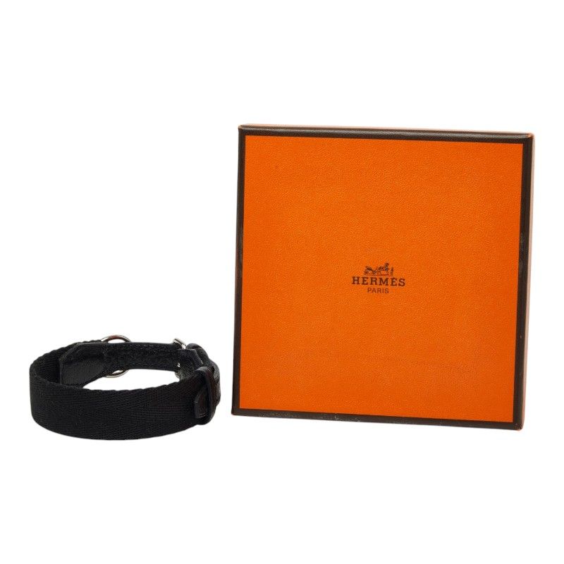 Hermes Kelly Dog Color Collar Black Leather Canvas — view 7