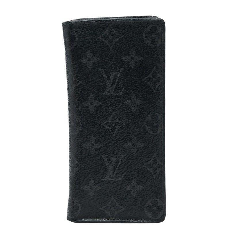 Louis Vuitton Monogram Eclipse Portefeuille Brazza Wallet Black Gray Leather