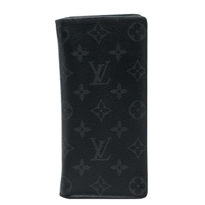 Louis Vuitton Monogram Eclipse Portefeuille Brazza Wallet Black Gray Leather