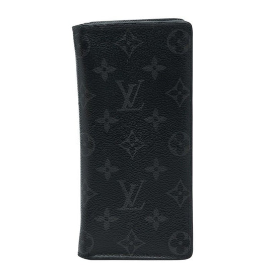 Louis Vuitton Monogram Eclipse Portefeuille Brazza Wallet Black Gray Leather