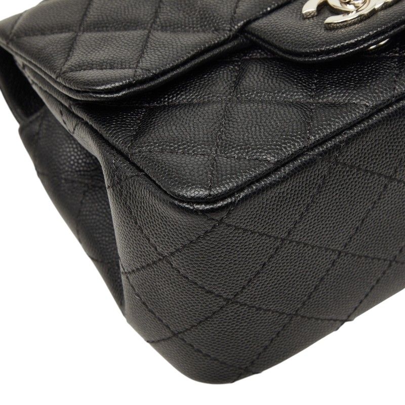 Chanel Mini Quilted 17 CC Logo Chain Shoulder Bag Pouch Pochette Black Silver — view 5