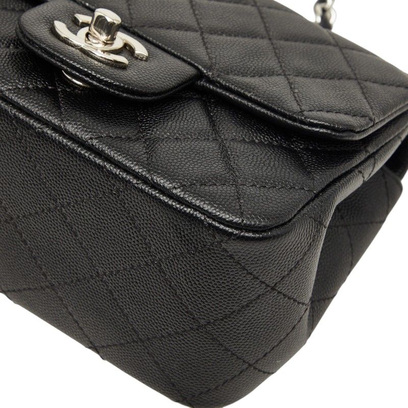 Chanel Mini Quilted 17 CC Logo Chain Shoulder Bag Pouch Pochette Black Silver — view 4