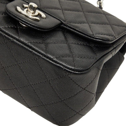 Chanel Mini Quilted 17 CC Logo Chain Shoulder Bag Pouch Pochette Black Silver — view 4